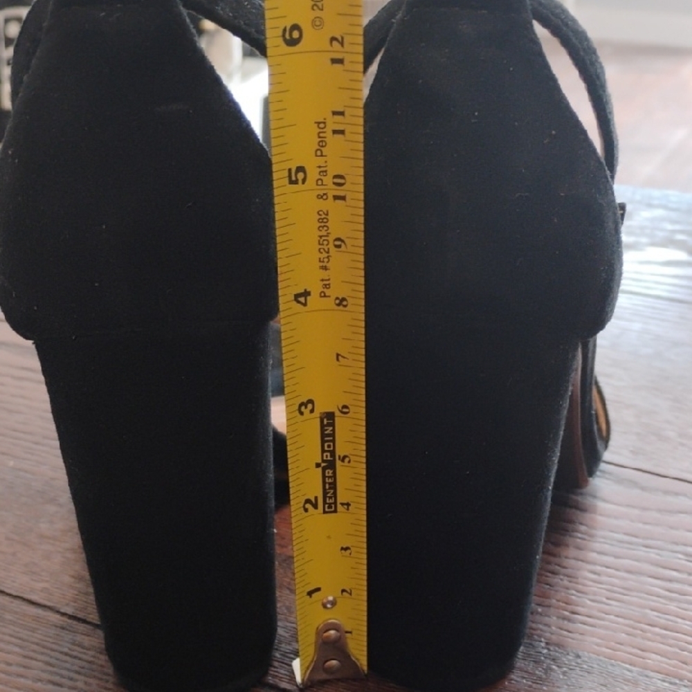 {$20 BUNDLED} STEVE MADDEN Black Leather Suede Ankle Strapped Block Heel Sandals - Picture 11 of 11